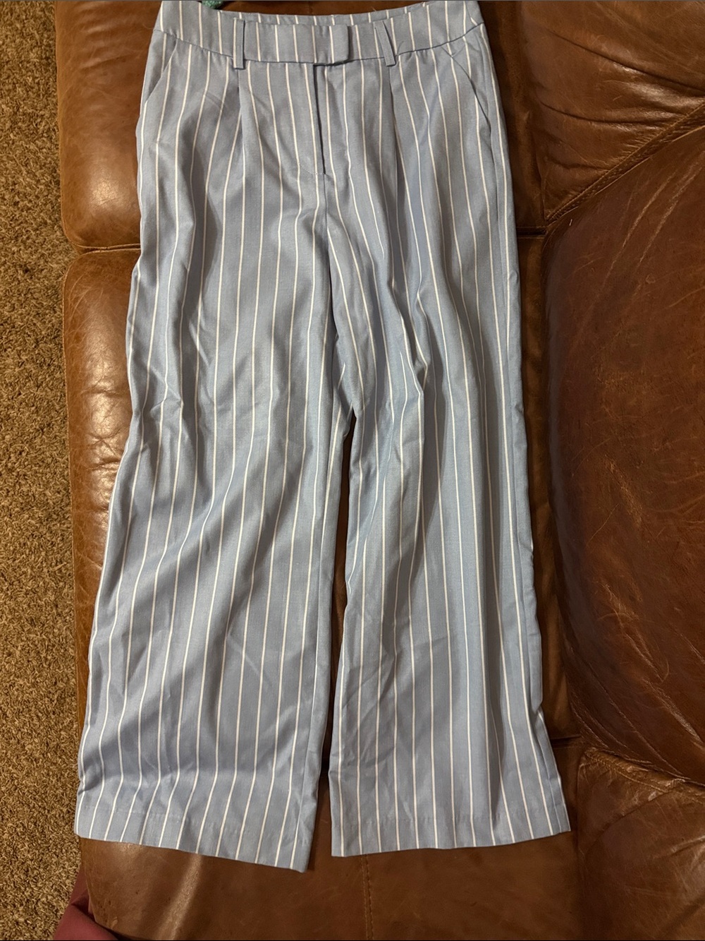 New York & Company Blue and White Striped Button-Up